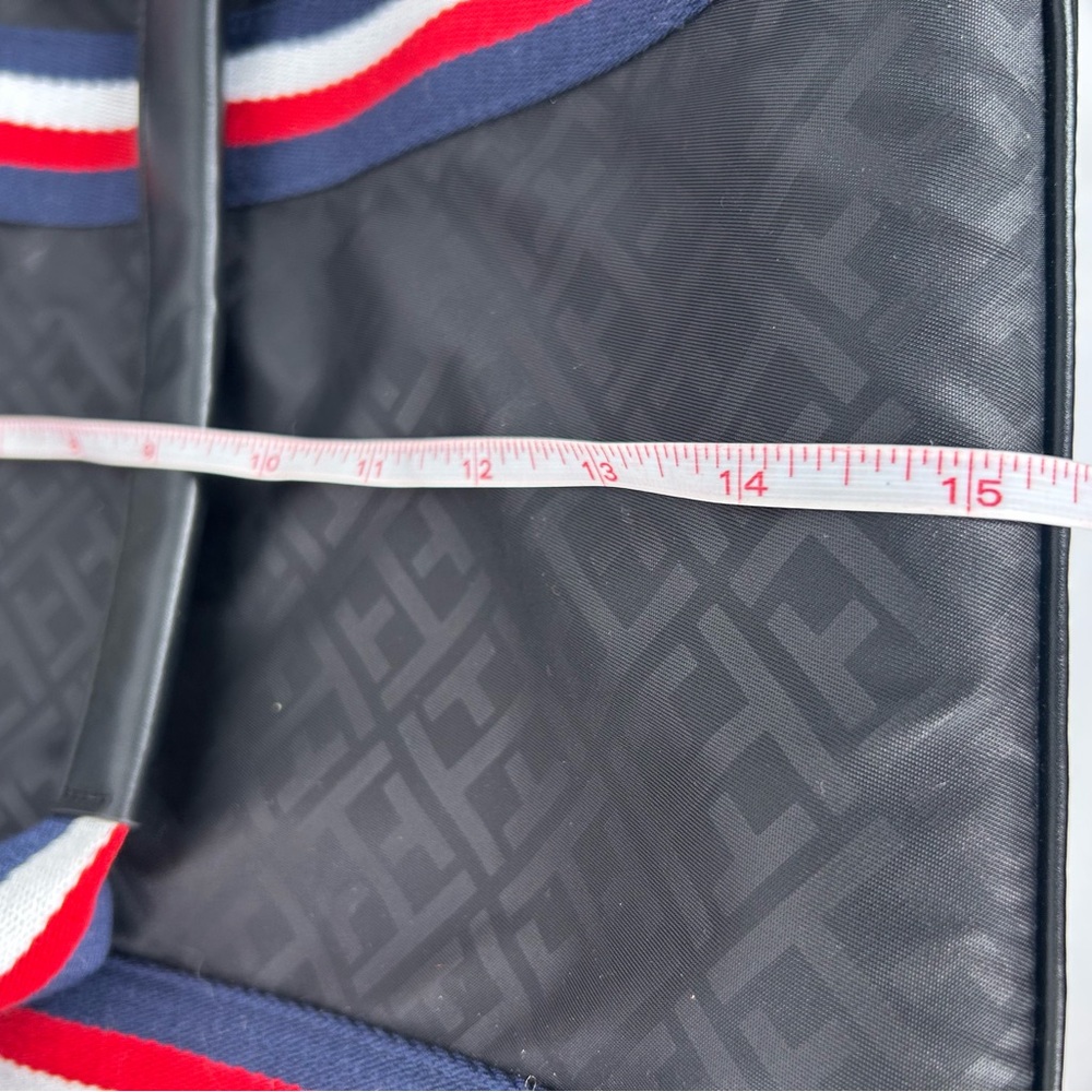 Tommy Hilfiger Large Black Duffel / Tote  Bag with Red, White, and Blue Straps - Picture 7 of 7